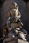 Elaborate figures carved in stucco decorate the ancient stupas, Kakku Buddhist Ruins. Shan State in Myanmar (Burma).